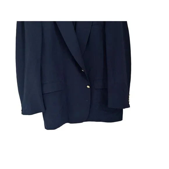 PAUL STUART Sport Blazer 100% Wool Navy Blue Jacket Gold Buttons Size 48/XLong